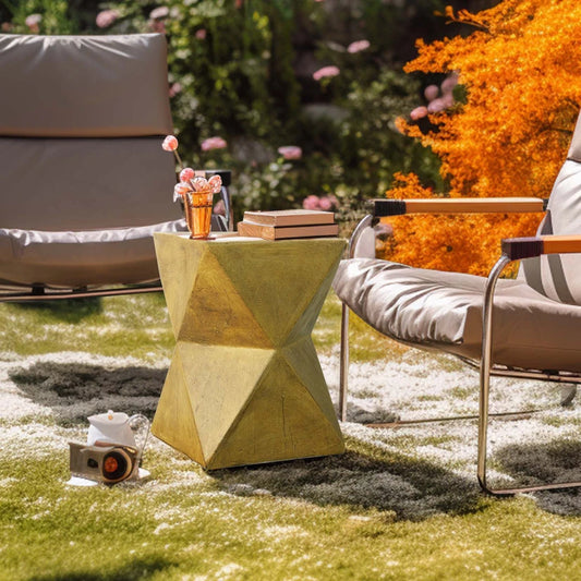 Modern Lightweight Concrete Side/End Table | Minimalist Outdoor Patio Accent Table | Sleek Home Decor Furniture for Living Space