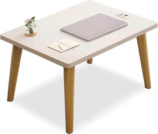 Small Coffee Table Low Table Solid Wood Sturdy Floor Table Desk for Sitting on The Floor, Storage and Living Room Furniture