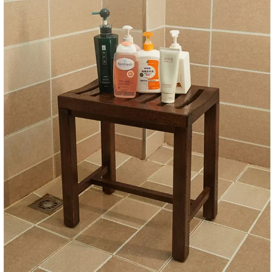 Solid Wood Bathroom Stool Multifunctional Shower Chair for Elderly Pregnant Anti Slip Bath Seat Stable Sturdy Home Furniture